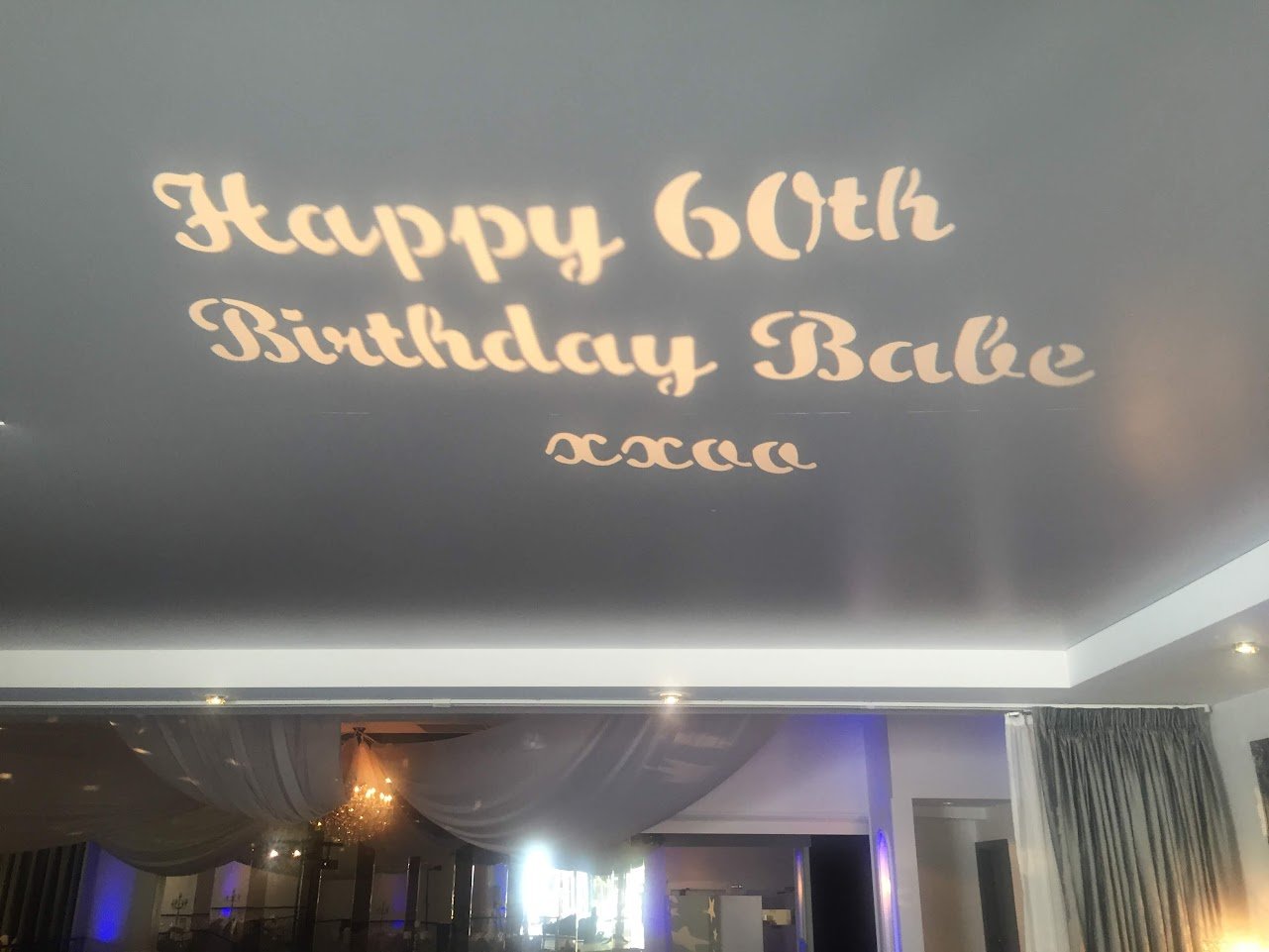 Logo projection at 60th Birthday Party