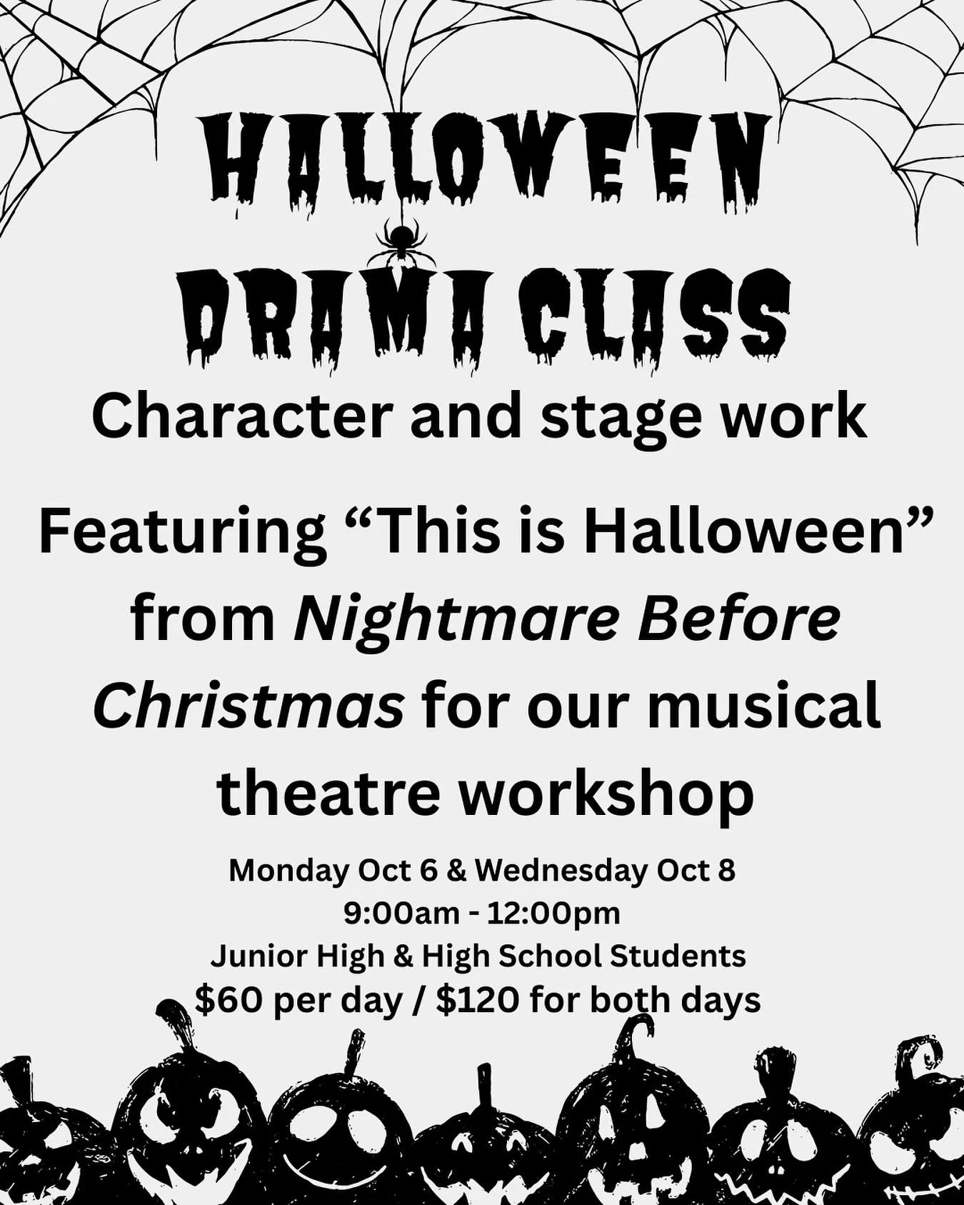 Want to learn and dance through &ldquo;This is Halloween&rdquo; from Nightmare Before Christmas? 

Join our Halloween Drama classes for junior high and high school kids next week on Monday and Wednesday! 

Register at https://www.talbertvoicestudios.