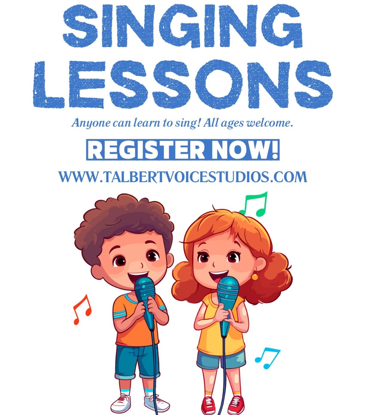 Our studio registration is open for the winter / spring semester! We have a few spaces open, and we would love to teach you or your young person! 

You can register for lessons at https://www.talbertvoicestudios.com/lessons-registration