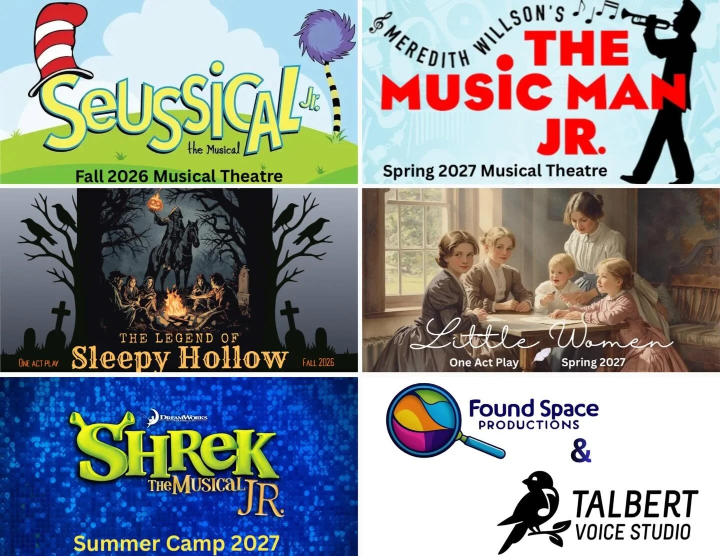 We are THRILLED to announce our entire 2026/27 theatre/musical theatre season in partnership with @found_space_productions! 

Registration will open in March!
