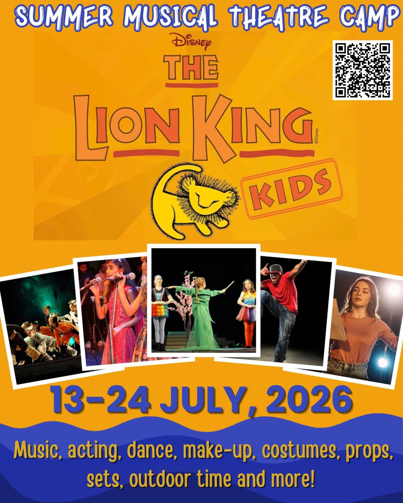 Our musical theatre summer camp includes acting, singing, choreography, stage makeup, stage fighting, prop building, improv, theatre games, and more!

Camp runs weekdays from July 13-24 with two performances on July 24.

Junior camp runs from 9:30 AM