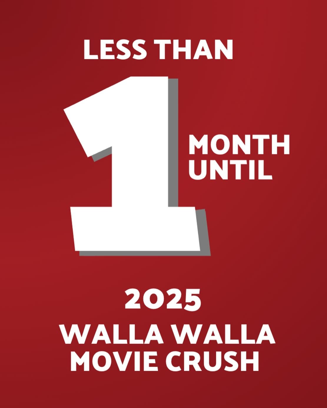 The 2025 WALLA WALLA MOVIE CRUSH is now less than 1 month away! We hope you’ve bought your tickets (with the link in our bio)...
#wallawalla #wallawallamoviecrush #wallawallamoviecrush2025 #wallawallahollaholla #crushingit #thecrush #themovie