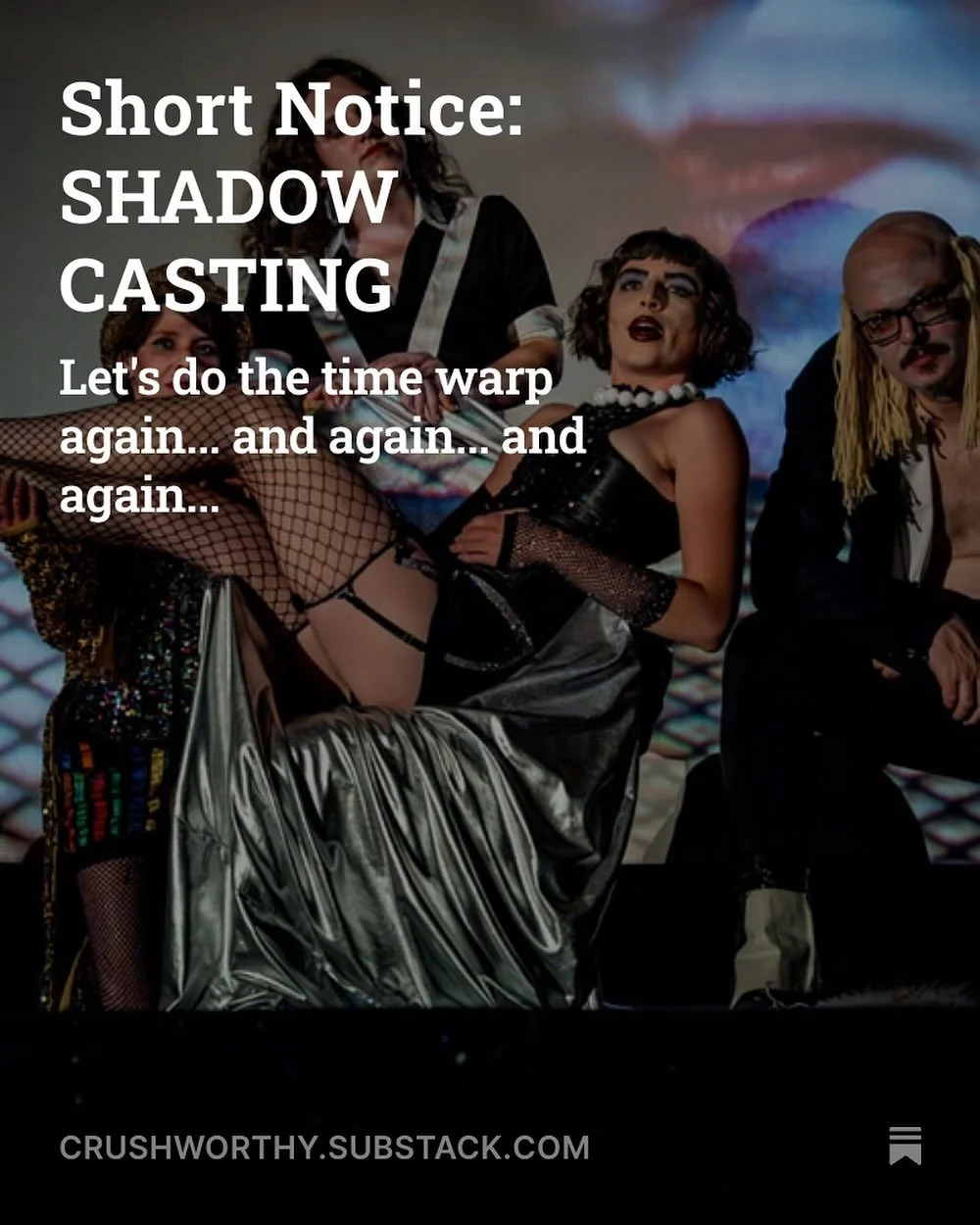 Short Notice is a regular feature of our new Crushworthy Substack &mdash; subscribe today! Link in bio &mdash; which highlights shorts films in progress that need your support. In this case, @nixon_klein.awesome&rsquo;s short doc SHADOW CASTING about