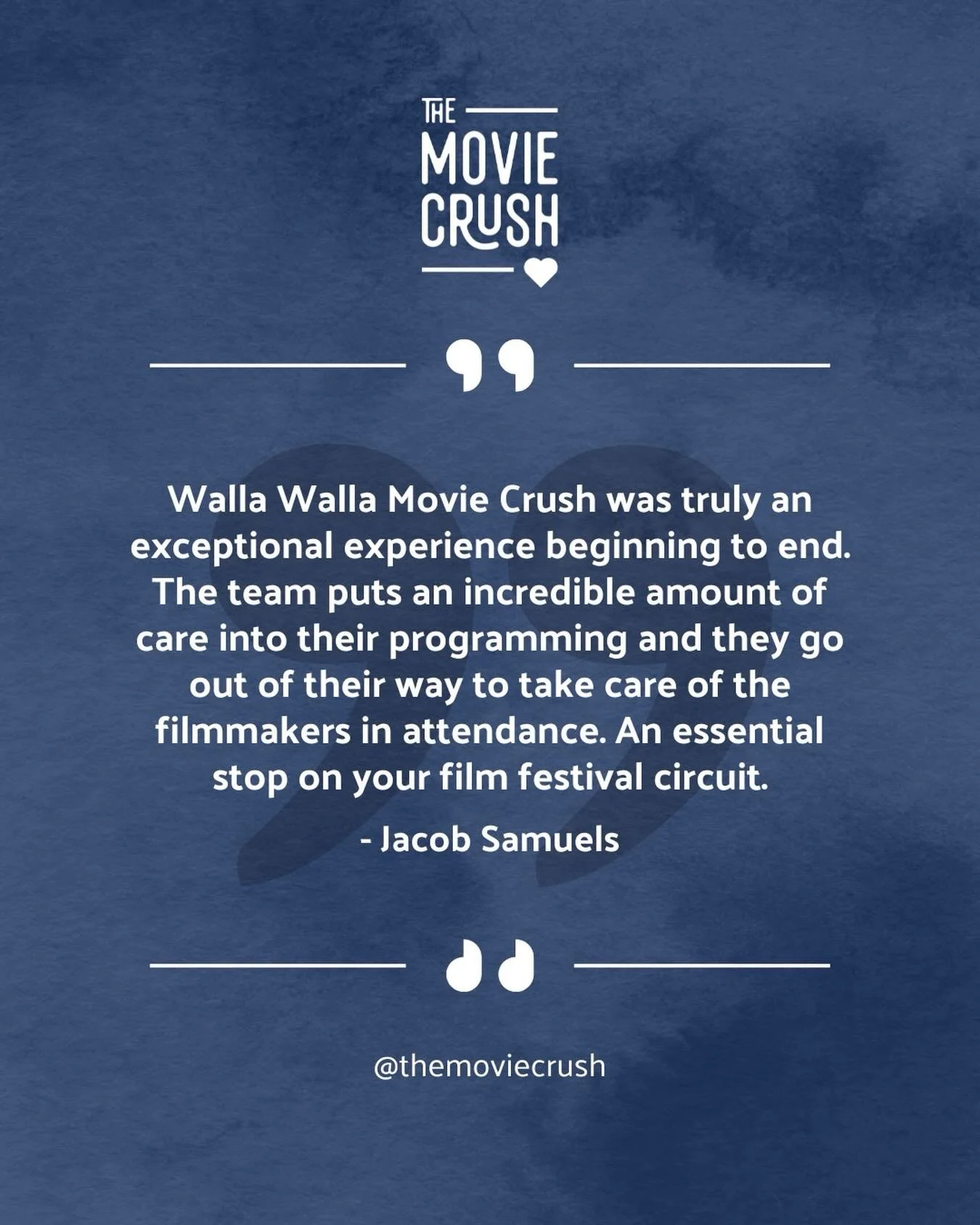 There could be no Crush without our moviemakers. We are grateful so many attend. They make each screening special. We were proud to premiere Jacob Samuel&rsquo;s I WANT MY MOMMY and so glad he was there to bask in the audience&rsquo;s embrace of a sh
