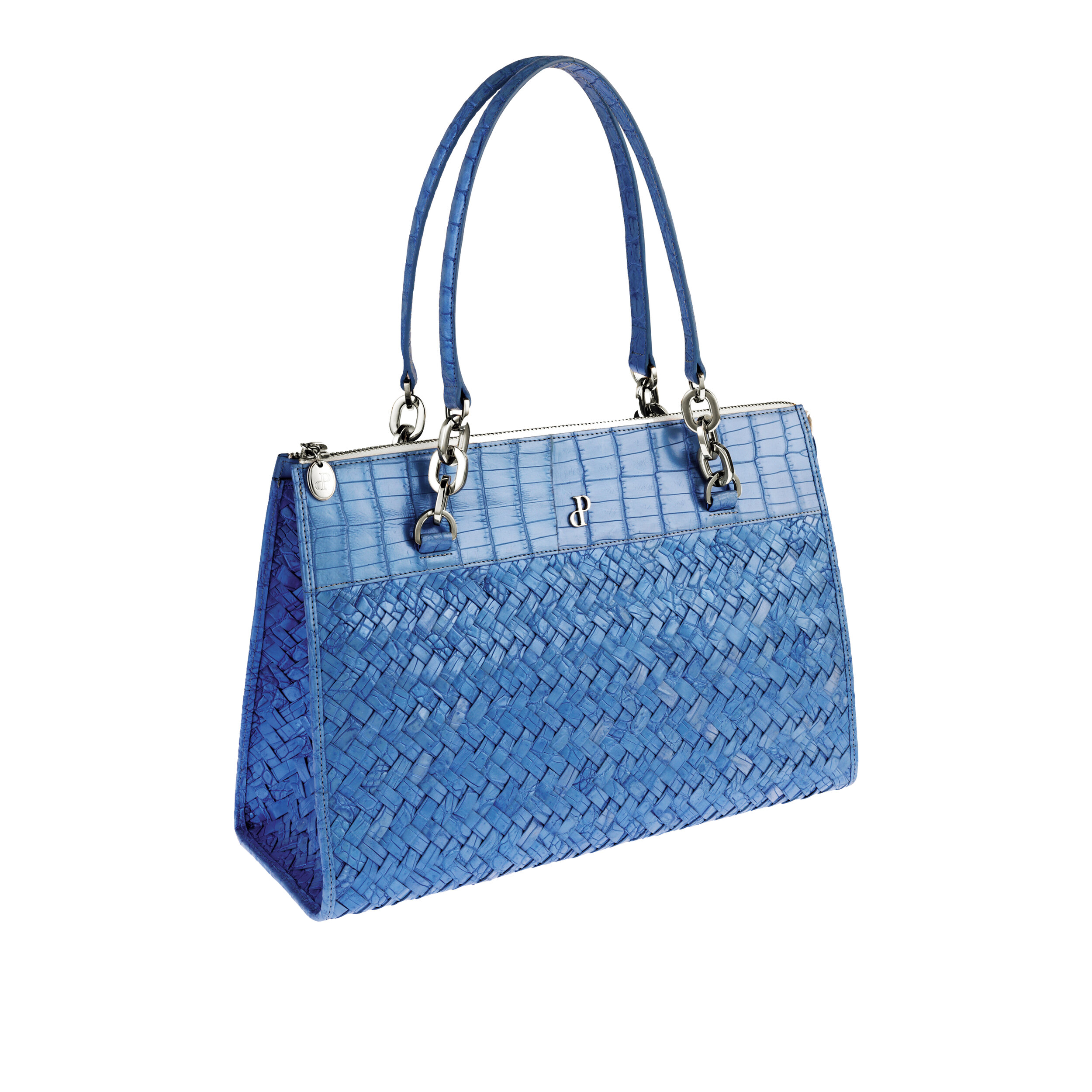 0105 BLUE WEAVING TOP HANDLE BAG