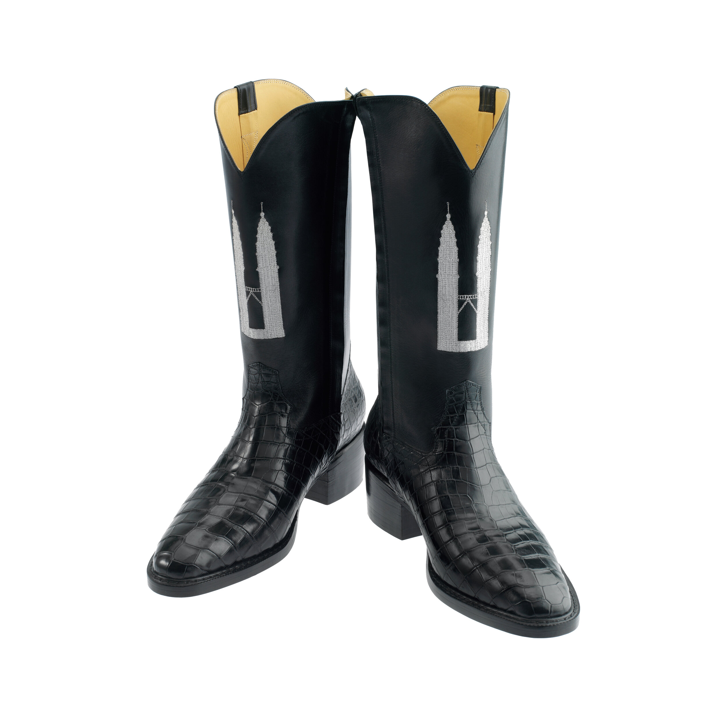 TT011 BLACK TWIN TOWERS HIGH BOOTS