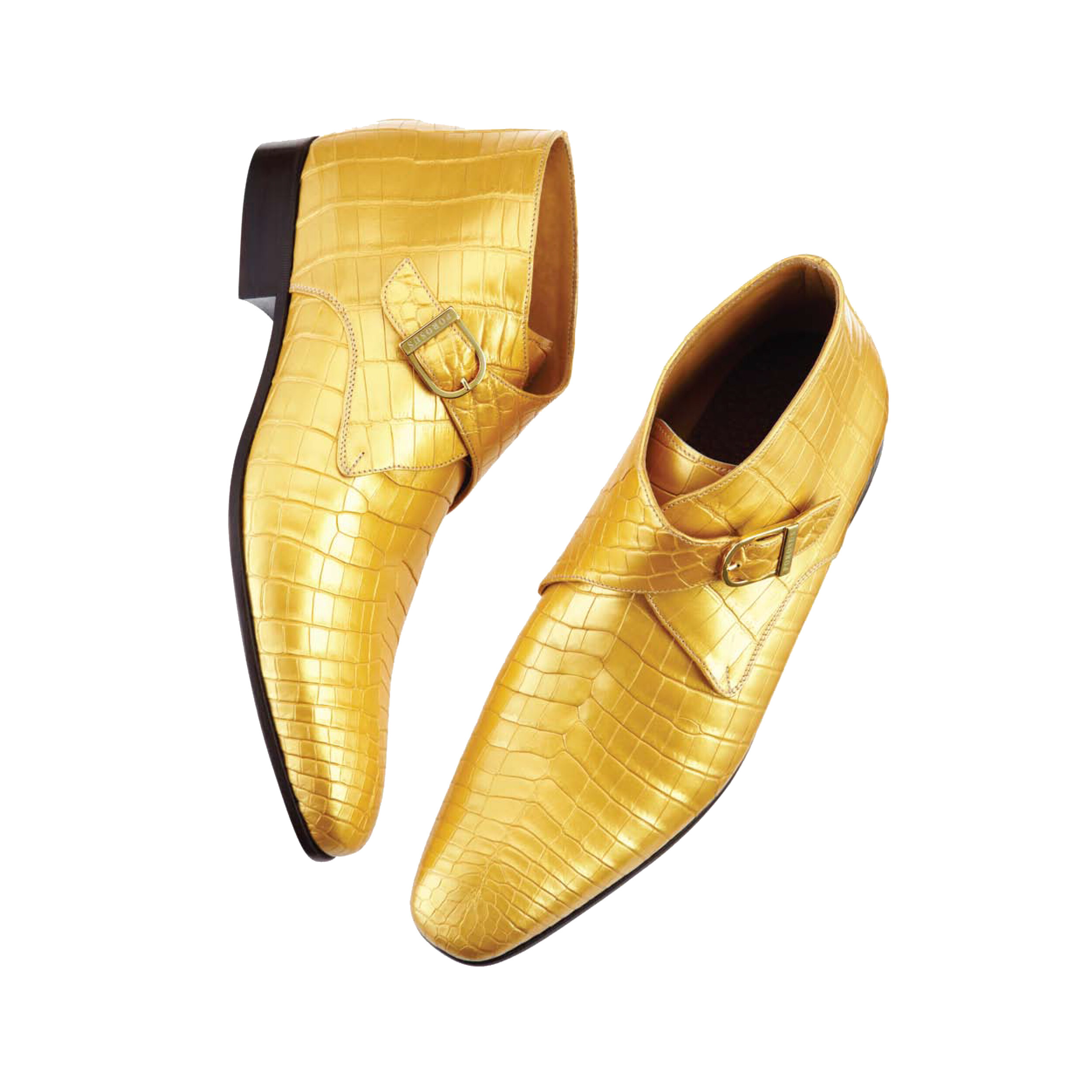 GOLD CROCODILE LEATHER SHOES
