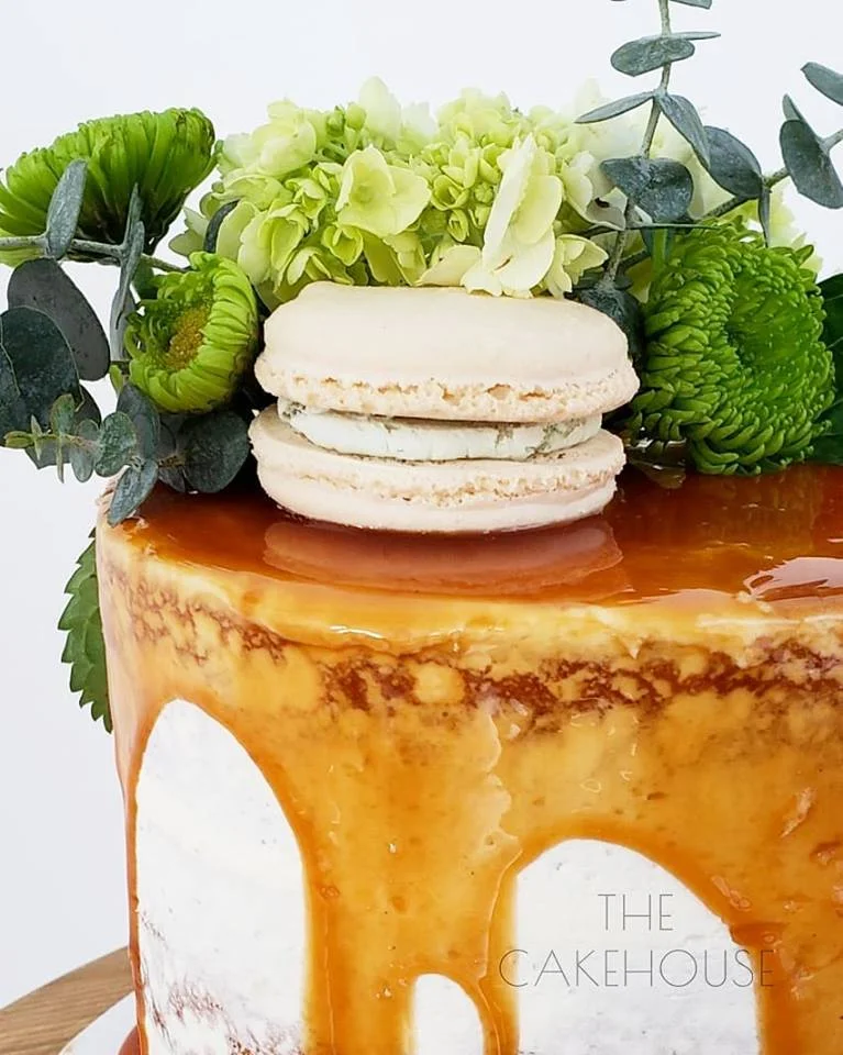 Coconut Vanilla Cake with a Salted Caramel Drip