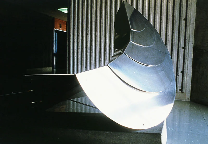 1976, Auckland Medical School, University of Auckland, Stainless steel sheet metal, 1.35 x 1.6 x 1.35m detail.