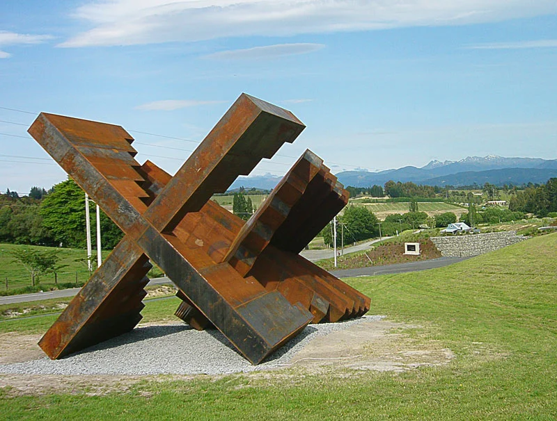 2004 -6 Yantra for Mahana, Woollaston Estate Winery, Nelson, Cor-ten steel plate, 7.5 x 15 x 7.5m 