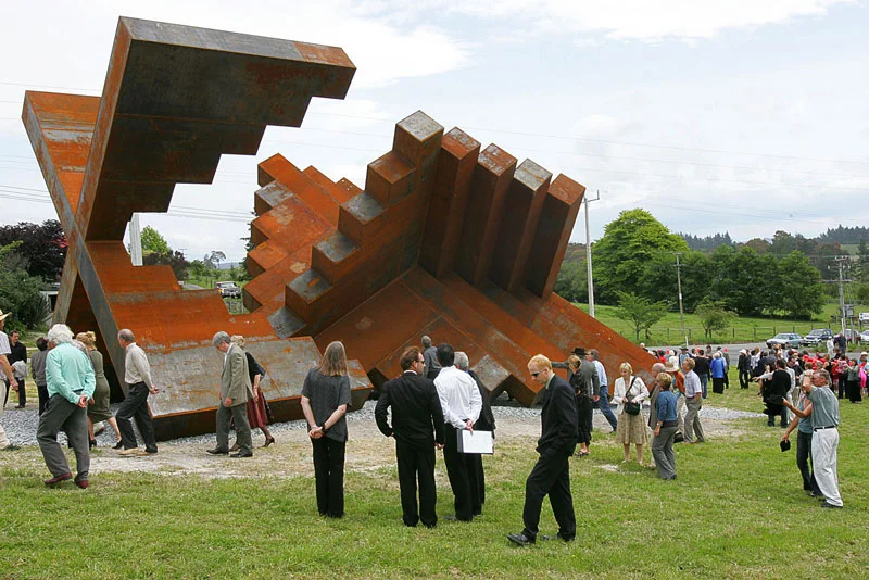 2004 - 6, Yantra for Mahana,  Woollaston Estate Winery, Nelson, Cor-ten steel plate, 7.5 x 15 x 7.5m 