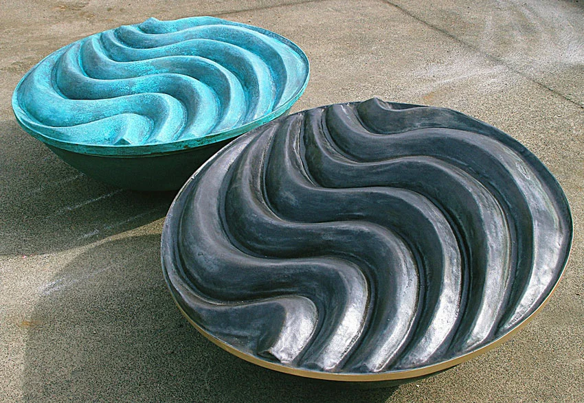 2006, Sea - Sky/ Stormy weather, Cast bronze, green and brown/black patina, 350 x 900 x 900mm each.