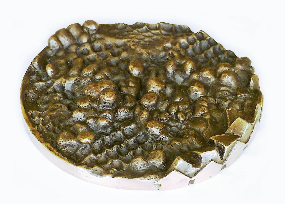 Living on the Edge, 2017, Cast bronze, 150mm diameter, Artis gallery, Auckland.