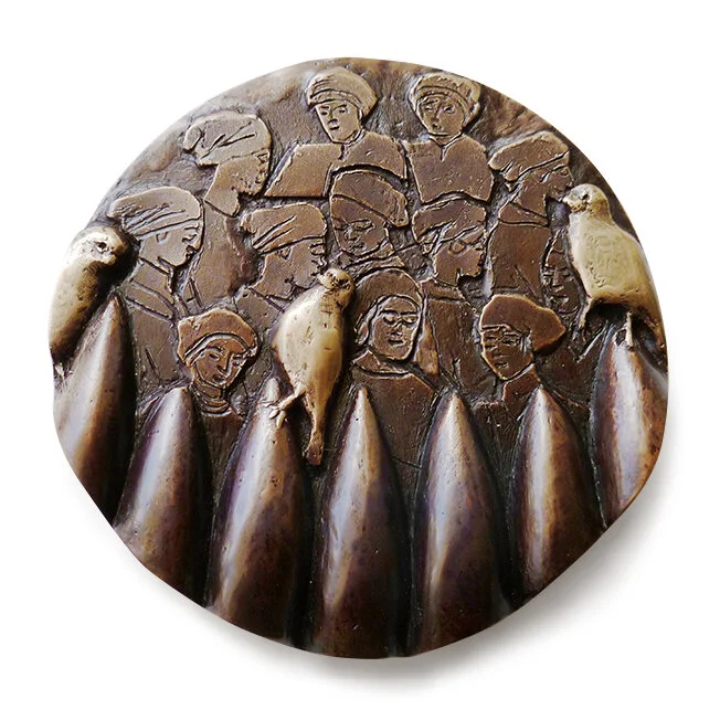 Canary Girls: Munition workers WW1, 2018, Cast bronze, 12 x 105 x 105mm, FIDEM Canada. Artis Gallery, Auckland.