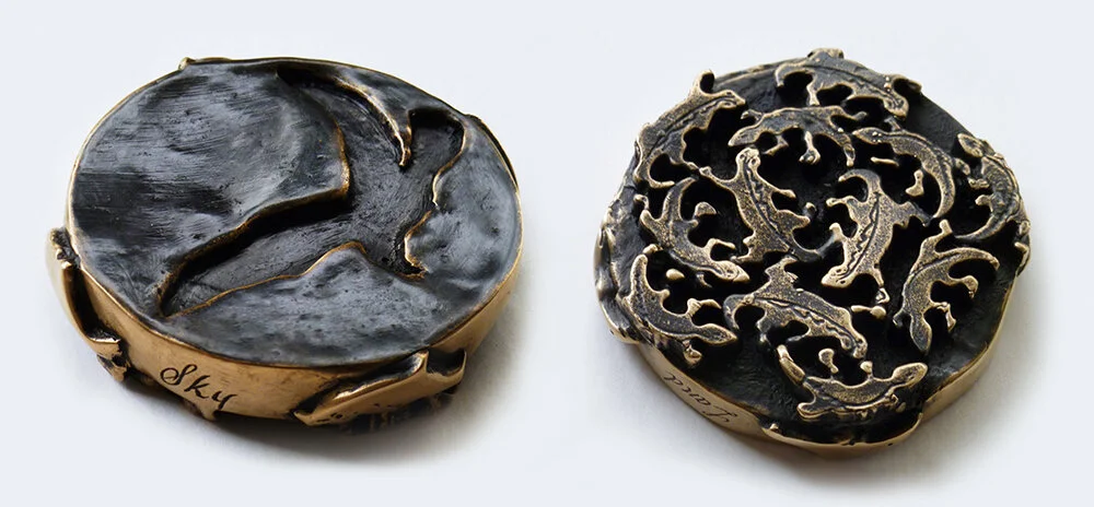 Land Sea Sky, 2019, Cast bronze, 12x75x75mm.