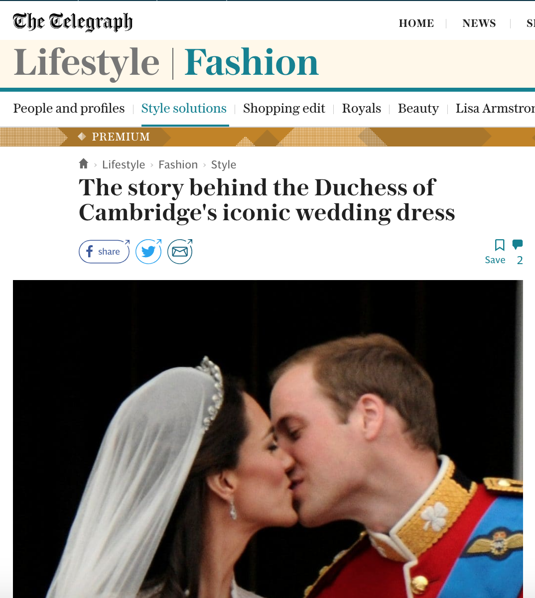 The story behind the Duchess of Cambridge's iconic wedding dress