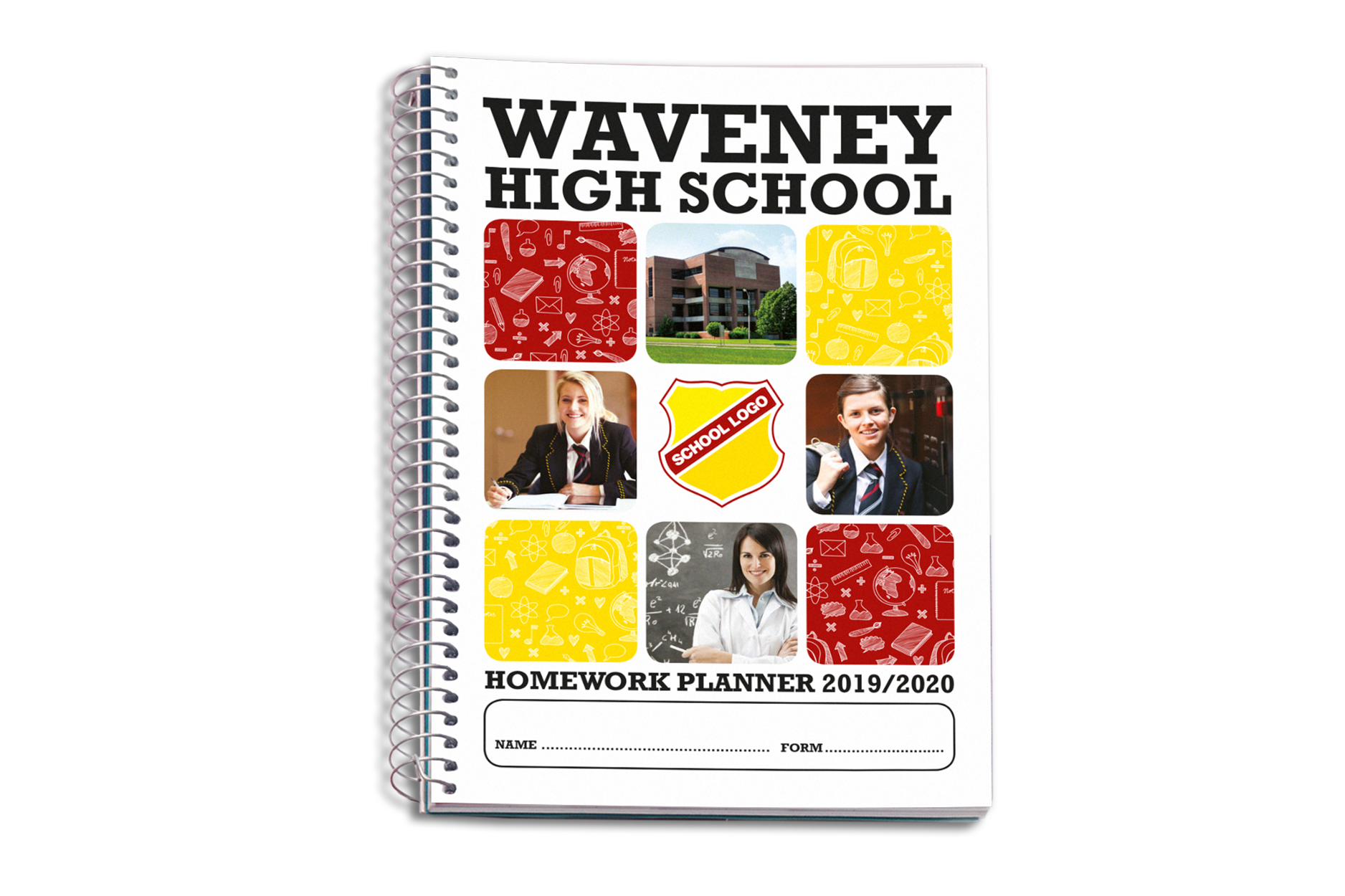 a customised cover design for a school homework planner