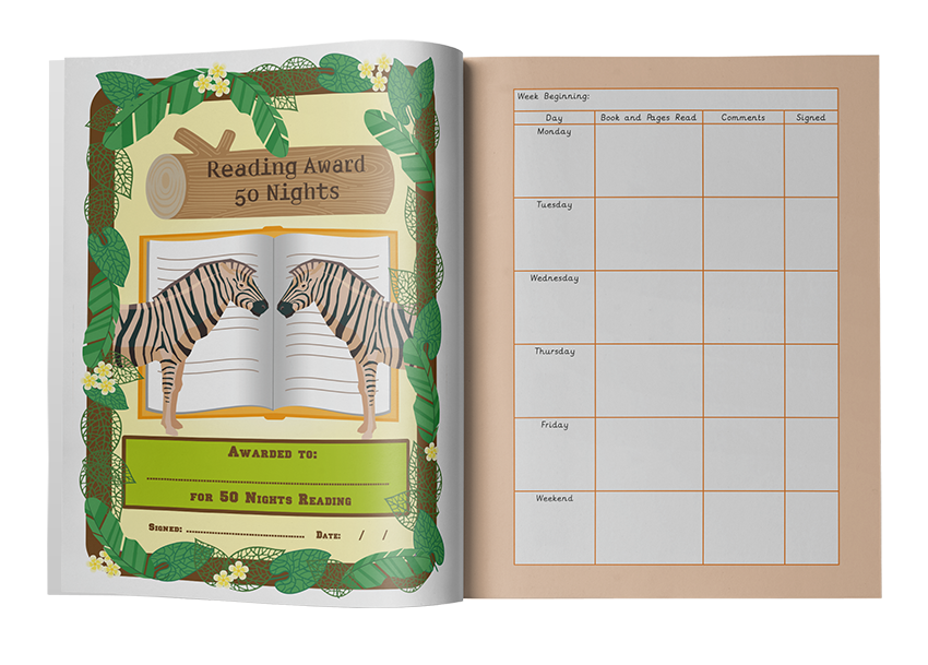 Customised primary school home reading log