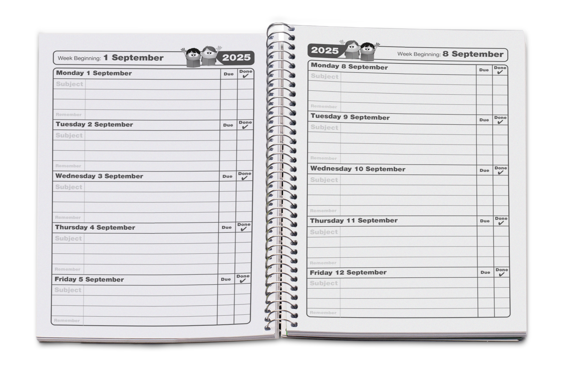 weekly uk primary school planner layout