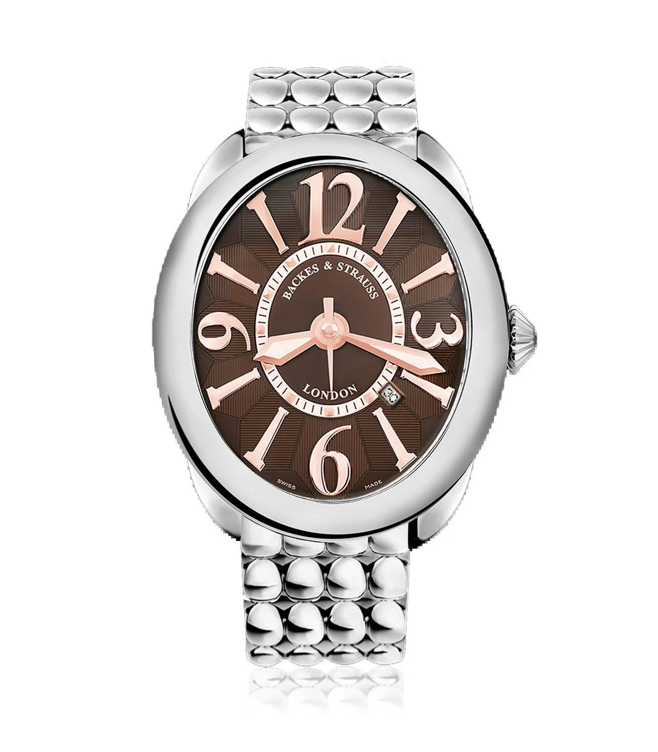 Regent 4047 everyday luxury watch with oval steel case, Ideal Cut diamonds, and automatic movement.jpg