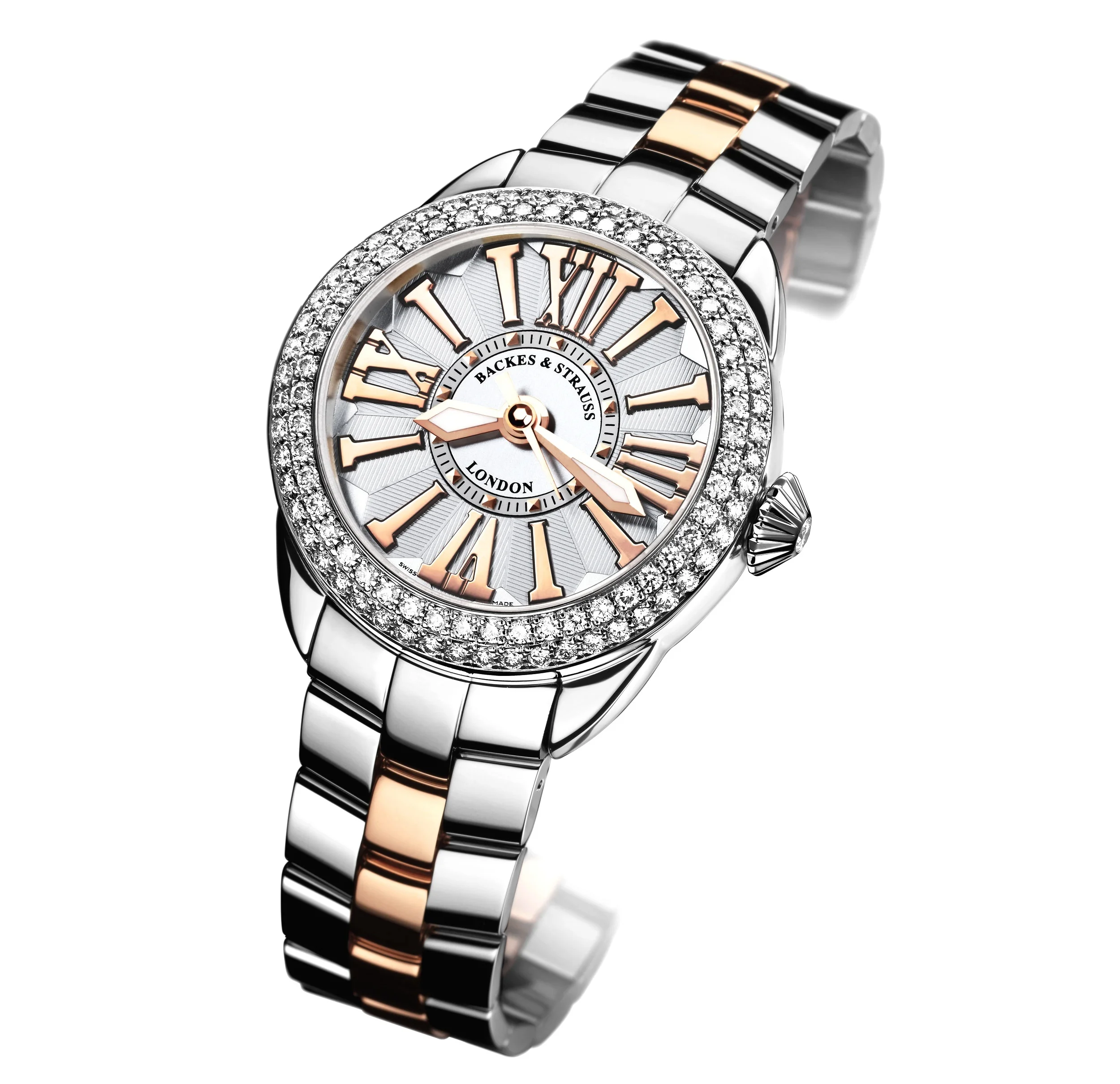 Piccadilly Steel 37 SP diamond set case side-shot