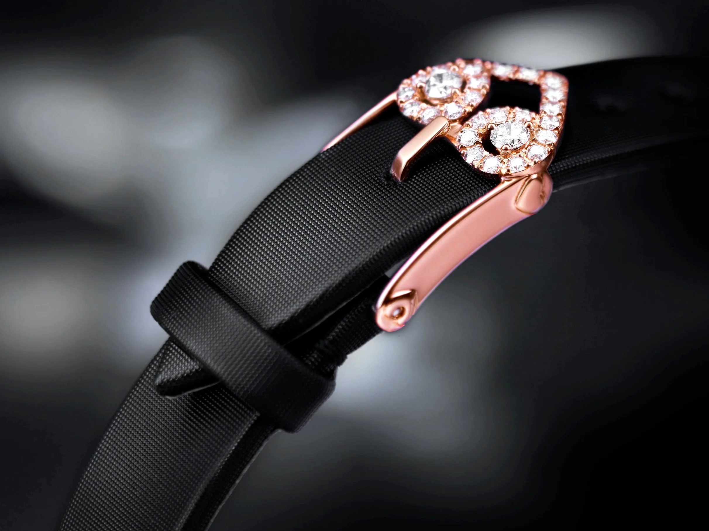 Miss Victoria watch satin strap with diamonds