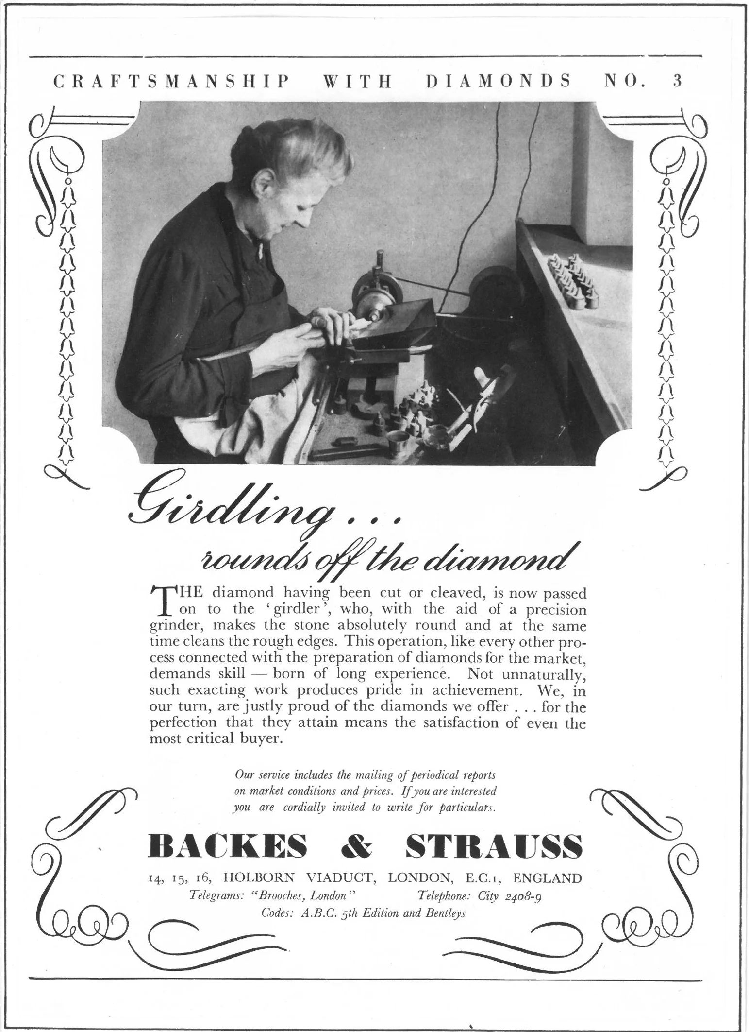 Backes & Strauss London diamond company Advertising