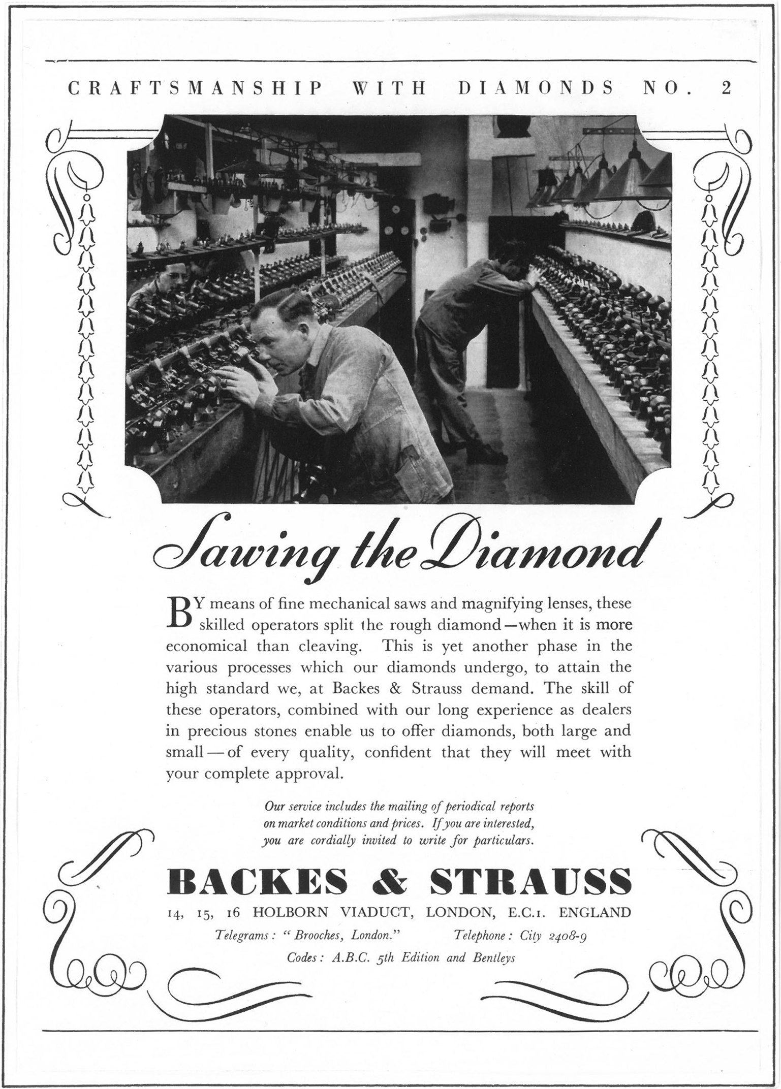 Backes & Strauss London diamond company Advertising
