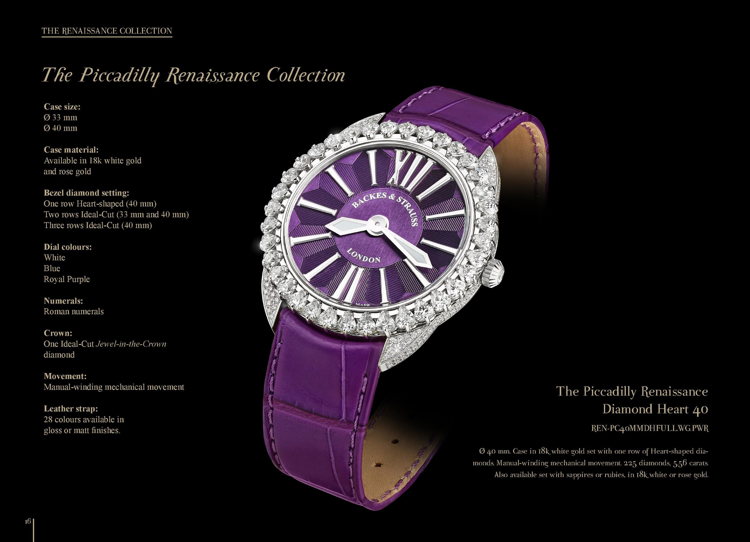 Piccadilly Renaissance Diamond Heart 40 watch