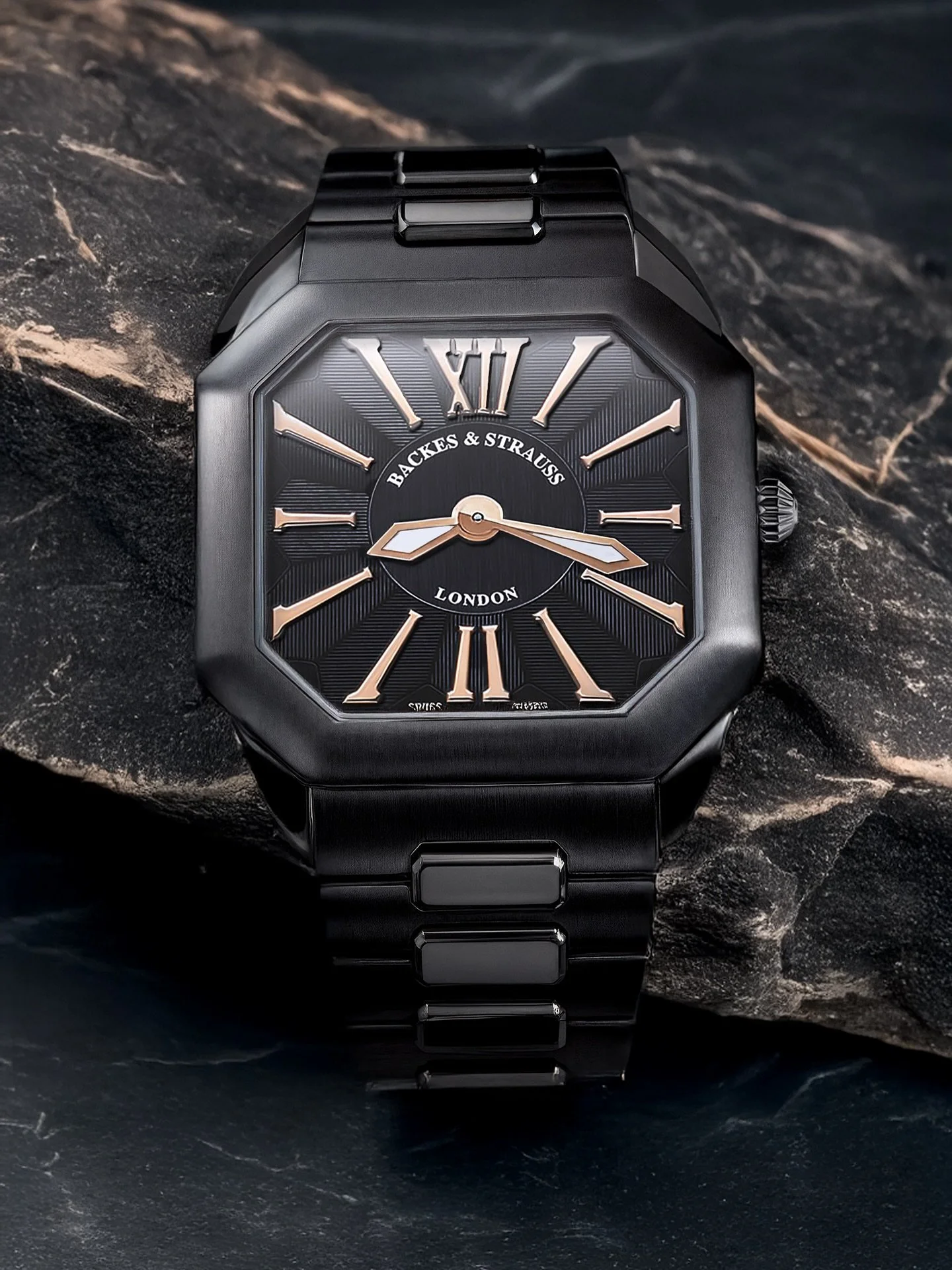 The Berkeley W1 PM edition with it&rsquo;s sleek black dial and rose indexes