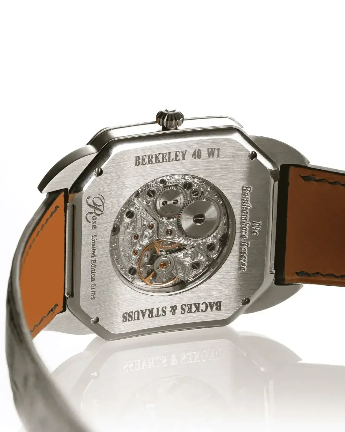 limited edition diamond watch with the custom back engraving and leather strap