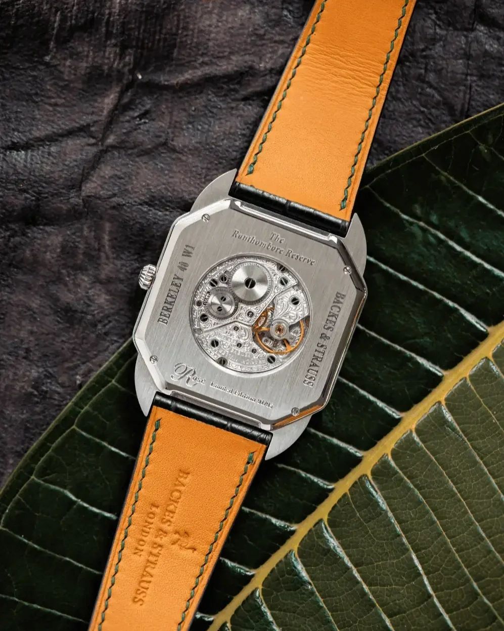 limited edition stainless steel watch for man with the decorated open-back movement