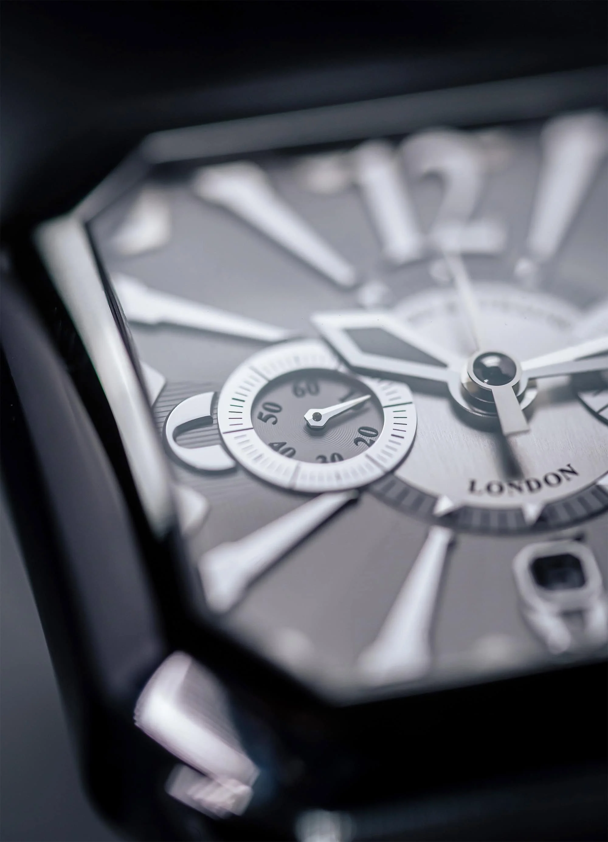 Berkeley chronograph white dial close up with PVD finish case.jpg