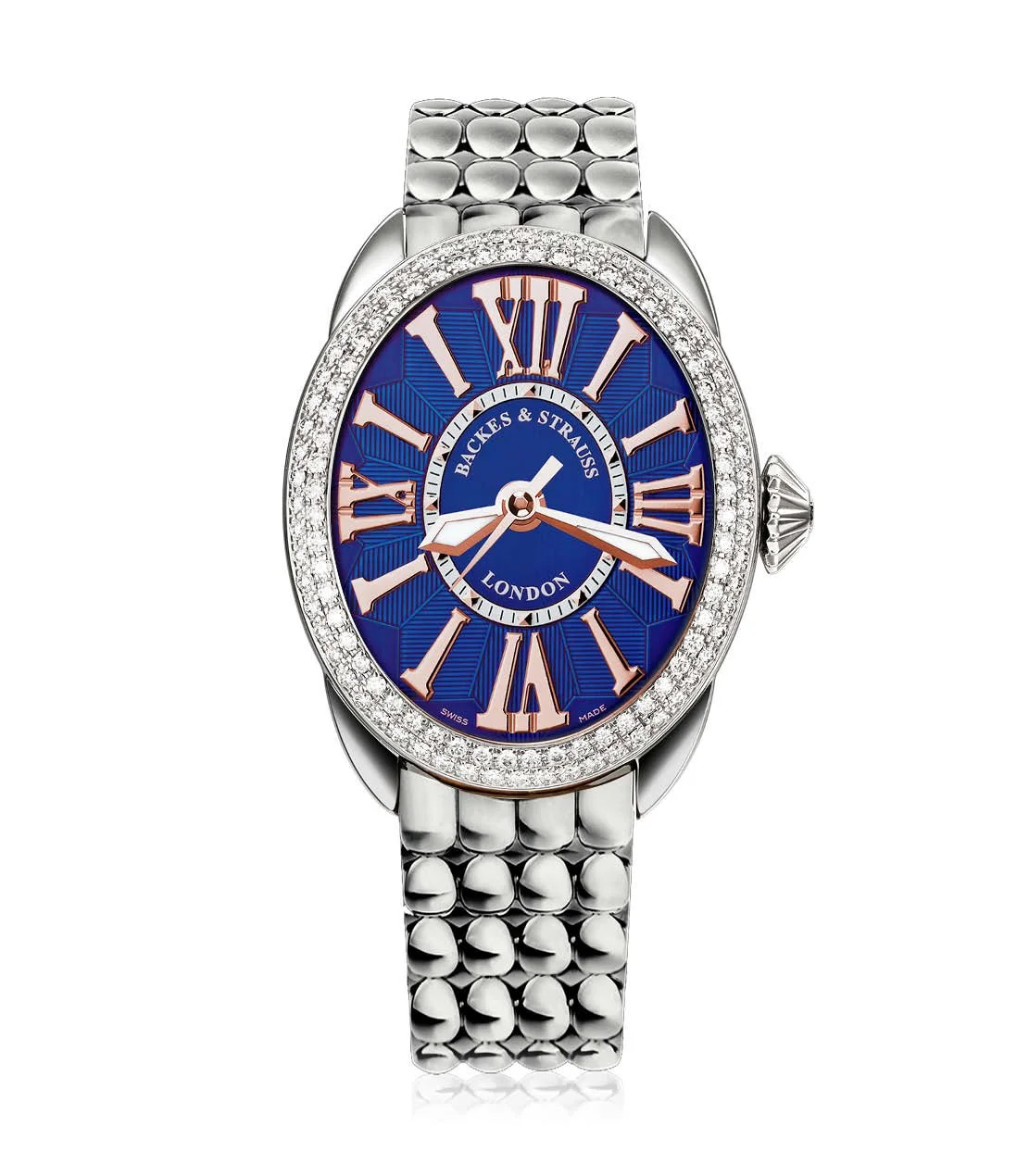 Regent 3238 everyday luxury watch for women with oval steel case and signature blue dial.jpg