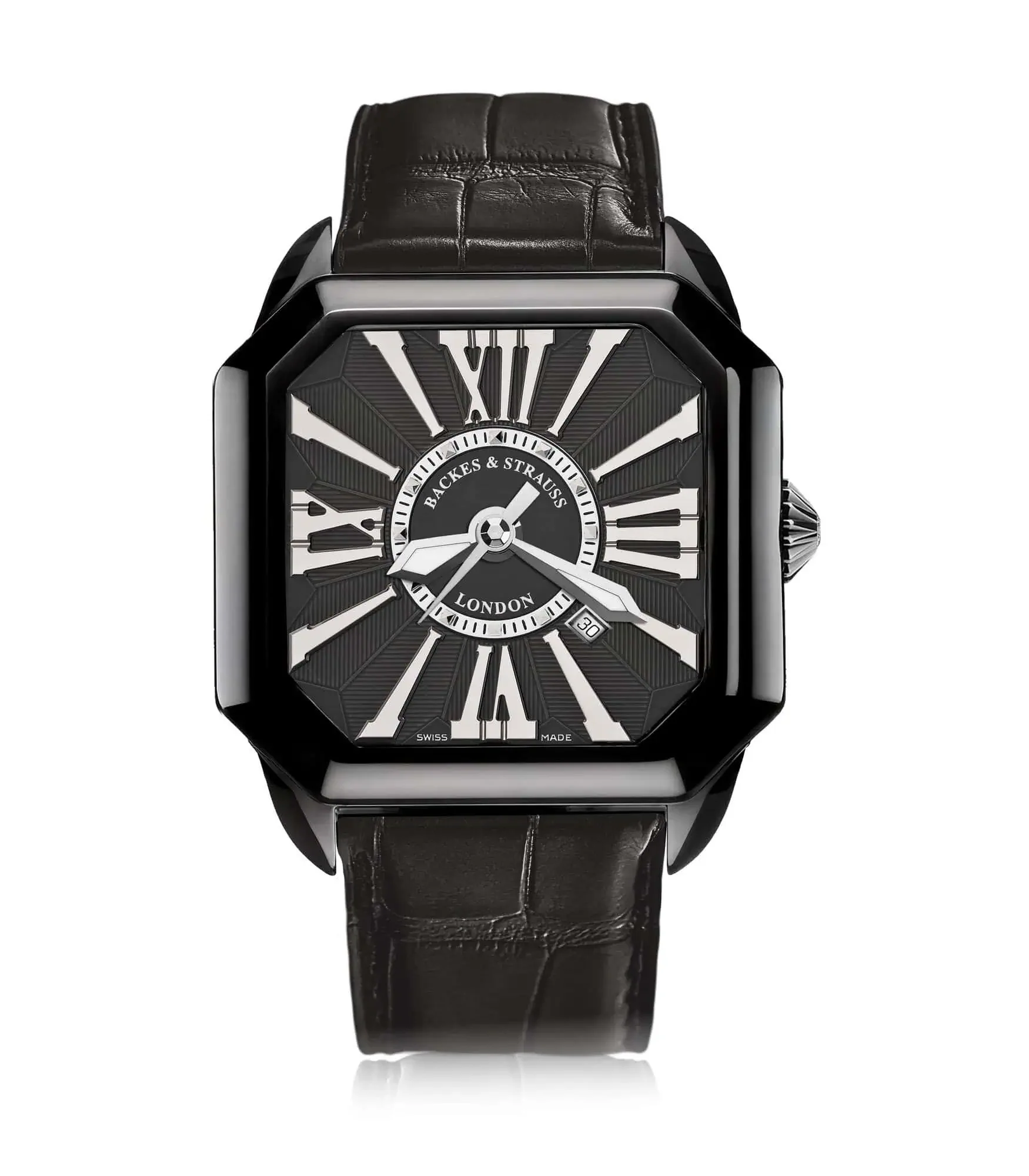 Berkeley everyday luxury watch for men with leather strap and timeless Roman numeral dial.webp