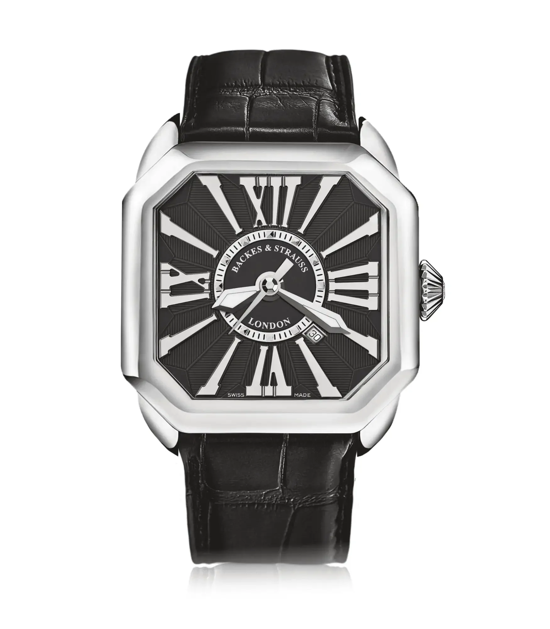 Berkeley everyday luxury watch for men with leather strap and timeless Roman numeral dial.webp