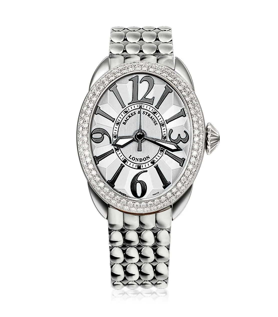 Elegant Regent 3238 ladies watch with white dial, hand-polished numerals, and diamond-set crown.jpg