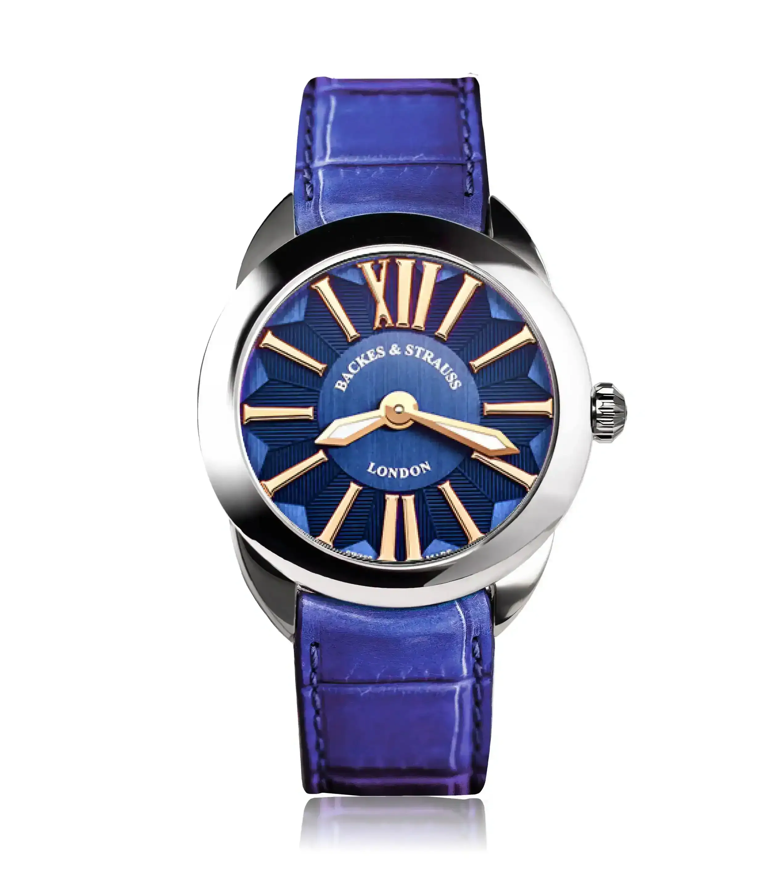Handcrafted Swiss diamond timepiece with timeless design and blue dial.webp