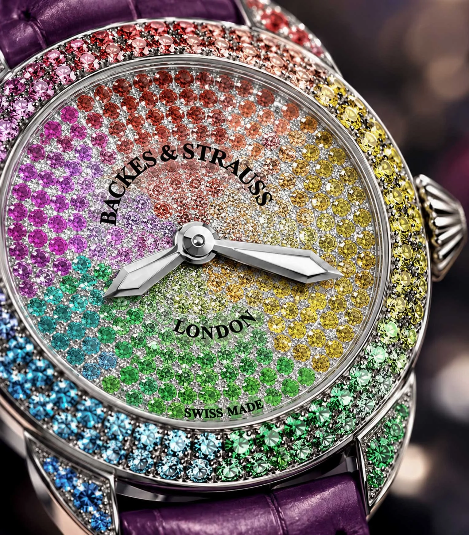 Piccadilly round diamond watch for ladies dial close up