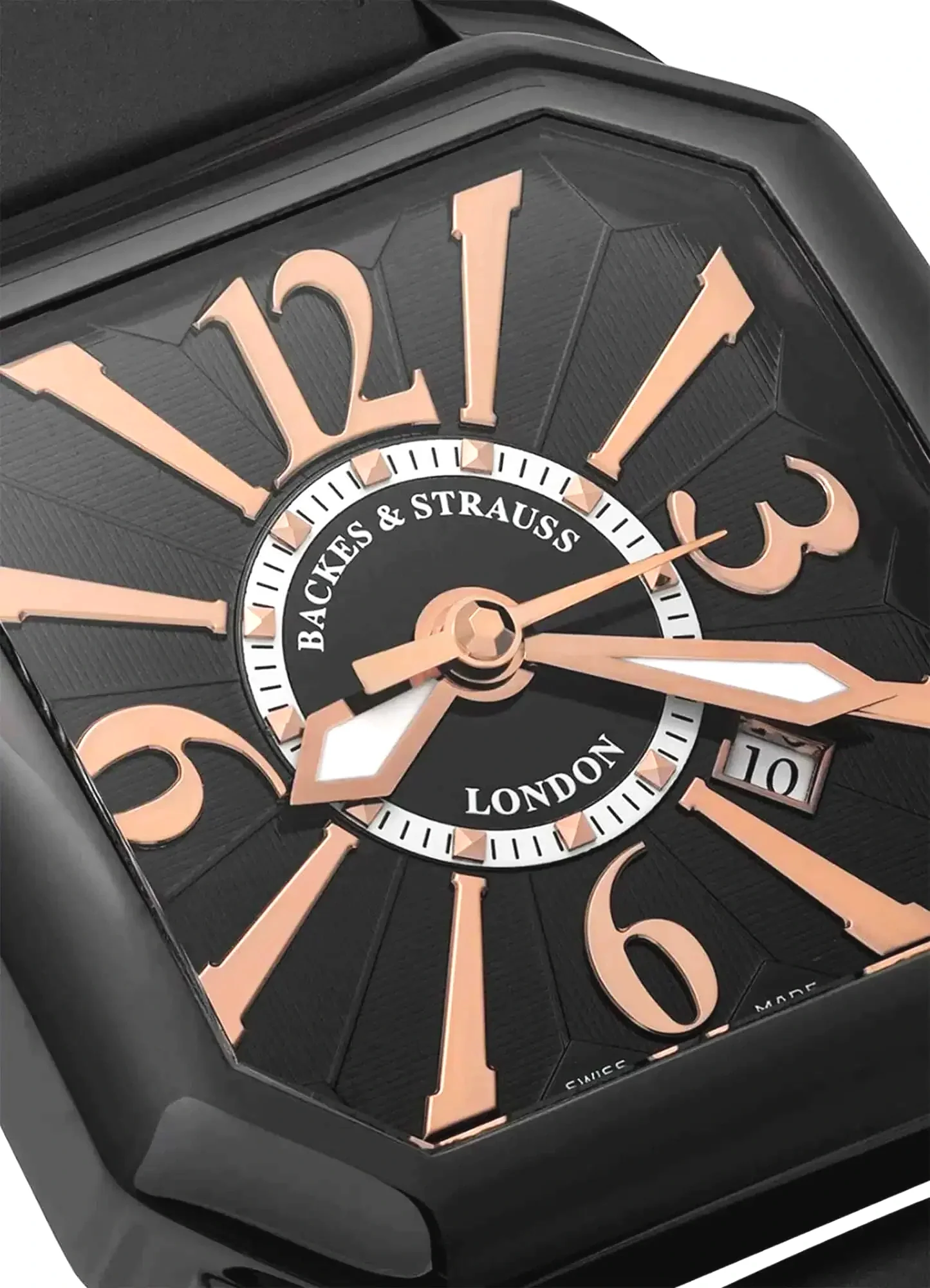 Berkeley+Swiss+made+watch+in+black+PVD+with+black+dial+rose+Arabic+numerals+close+upwebp.webp