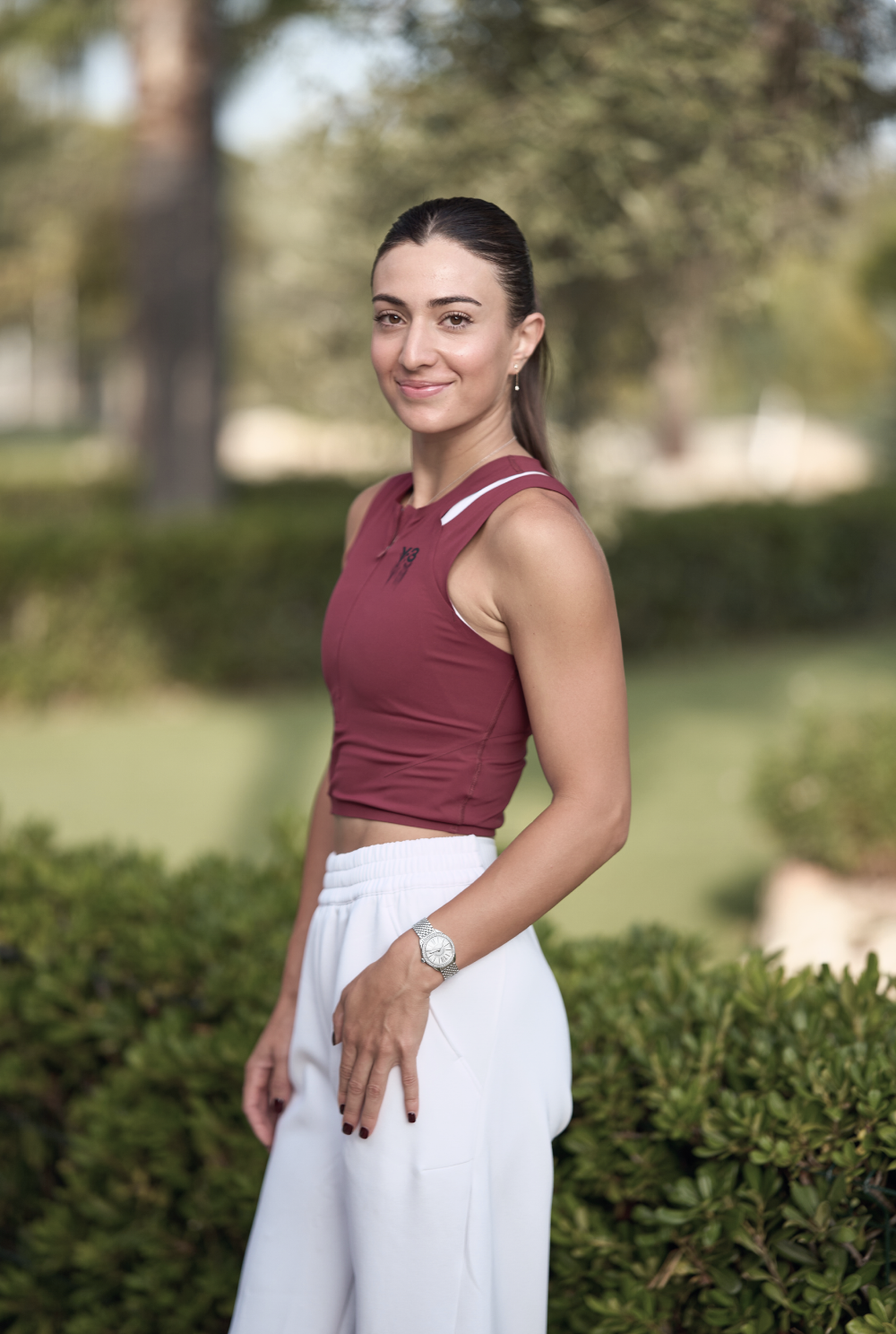 Professional tennis player Elina Avanesyan wearing a luxury Swiss watch by Backes & Strauss