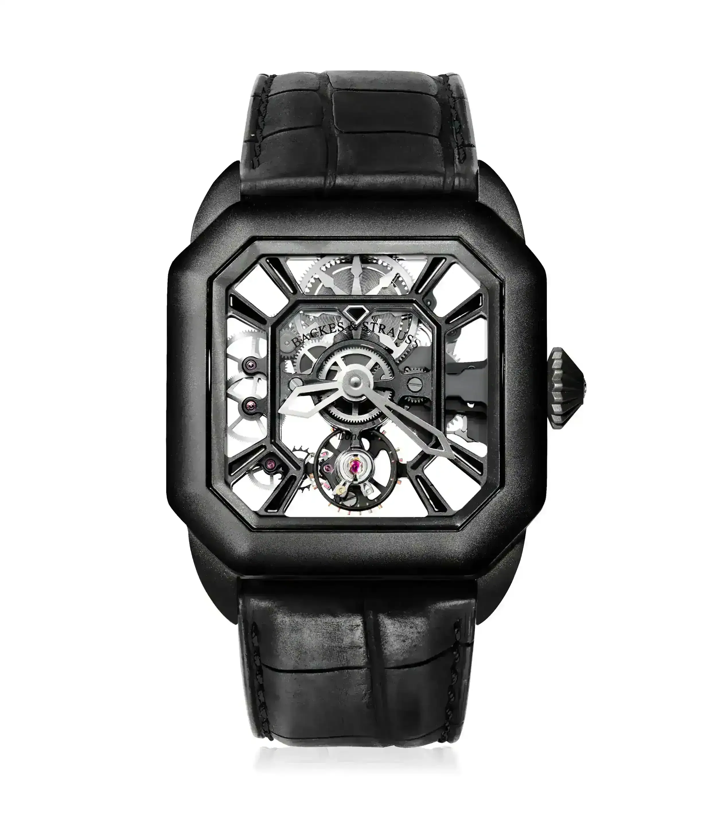 Backes & Strauss Helios Black — Black Leather Strap