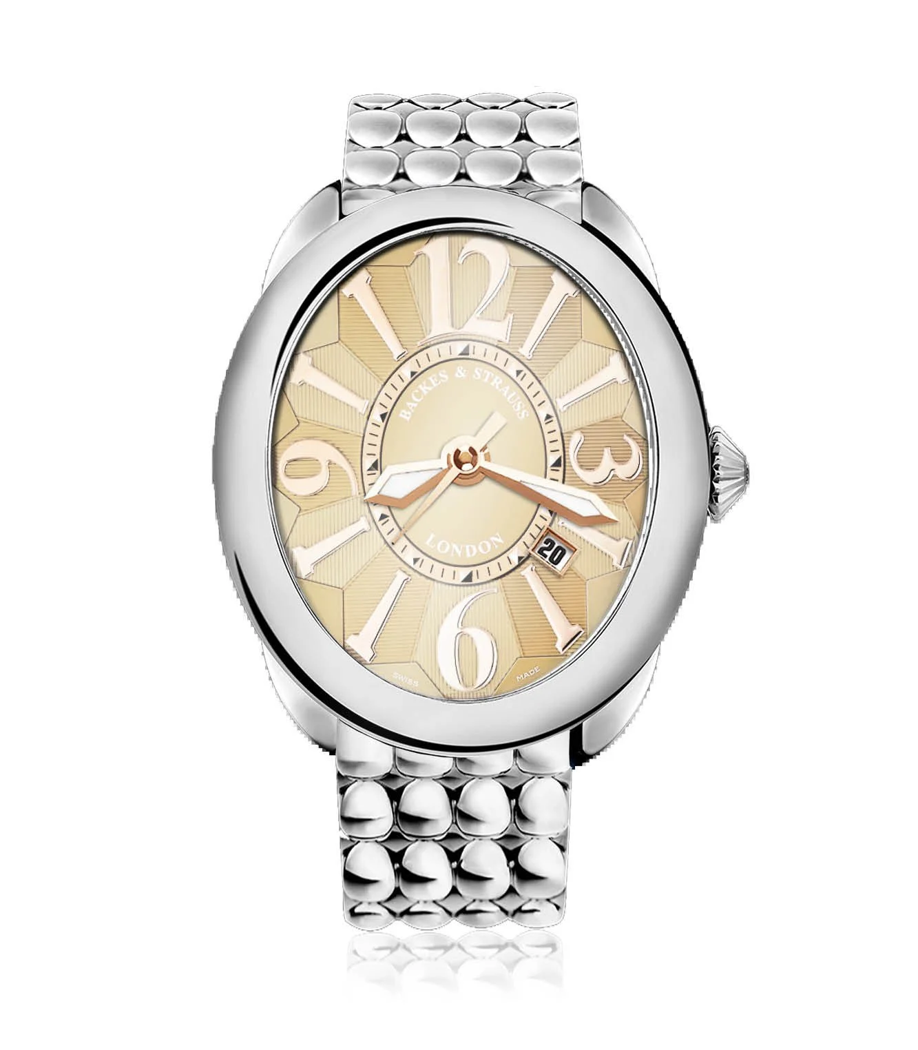 Regent 4047 luxury men’s watch with oval steel case, champagne dial, and diamond accents.jpg