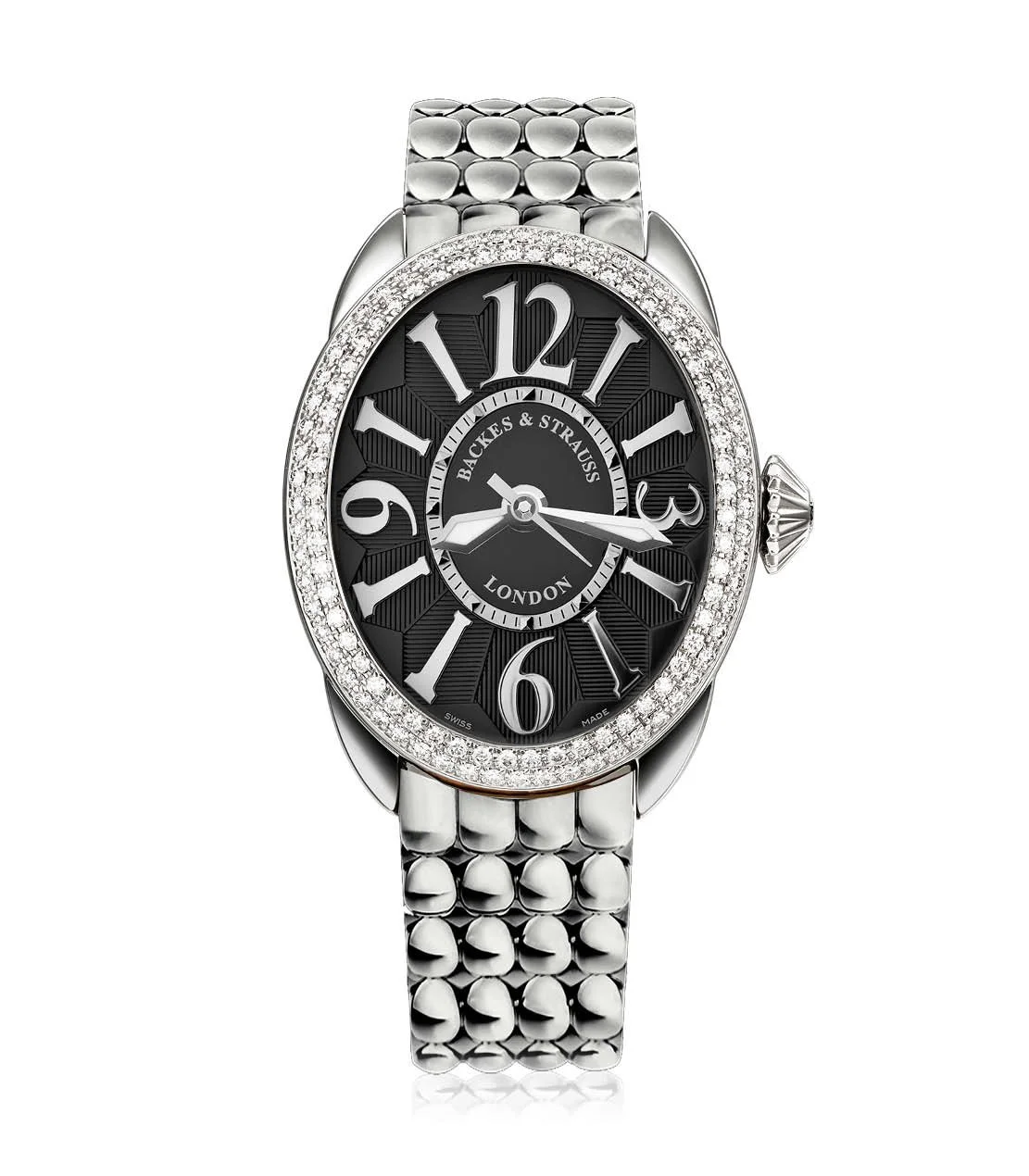 Sophisticated Regent 3643 ladies timepiece with Ideal Cut diamonds and clean black dial design.jpg