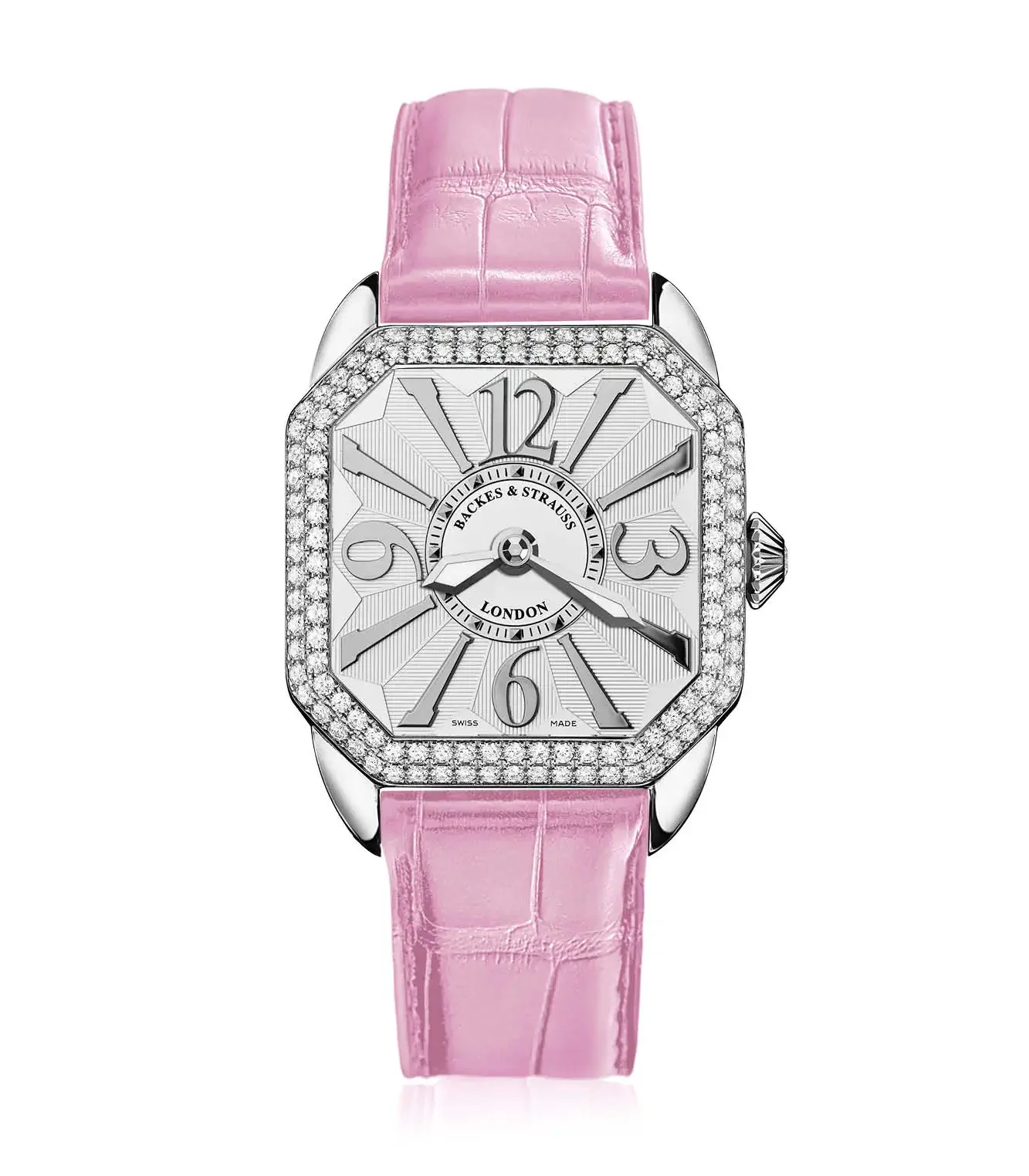 Berkeley Swiss made women’s watch with diamond accents and refined square case design.webp