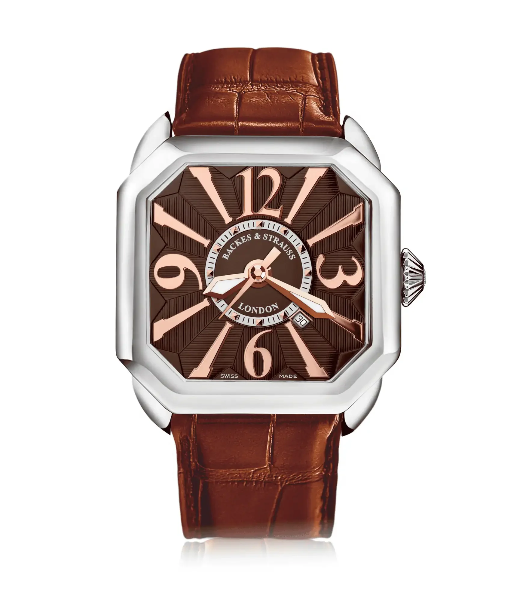 Berkeley everyday luxury watch for men with leather strap and timeless Arabic numeral dial.webp