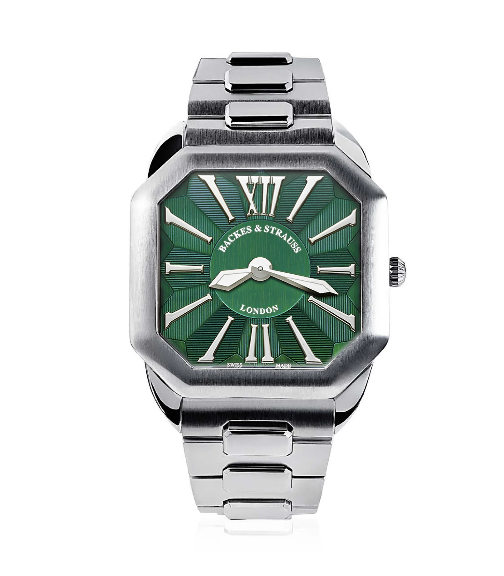 Three luxury wristwatches with Roman numerals and metallic straps.