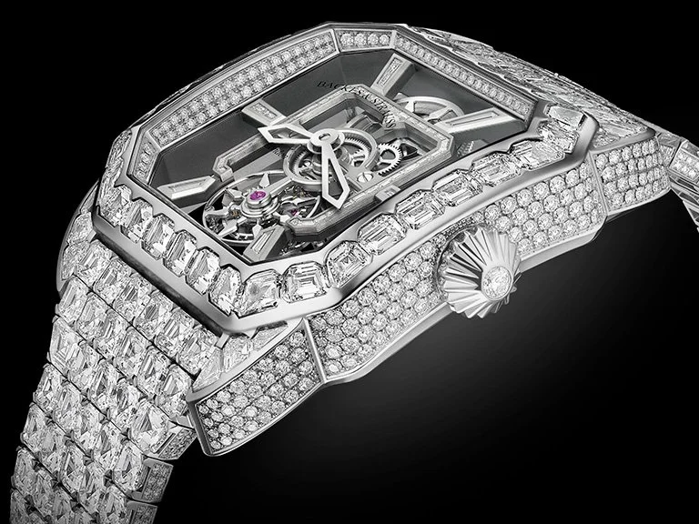 Royal Berkeley Emperor Tourbillon watch with ideal-cut diamonds set in the crown and bezel