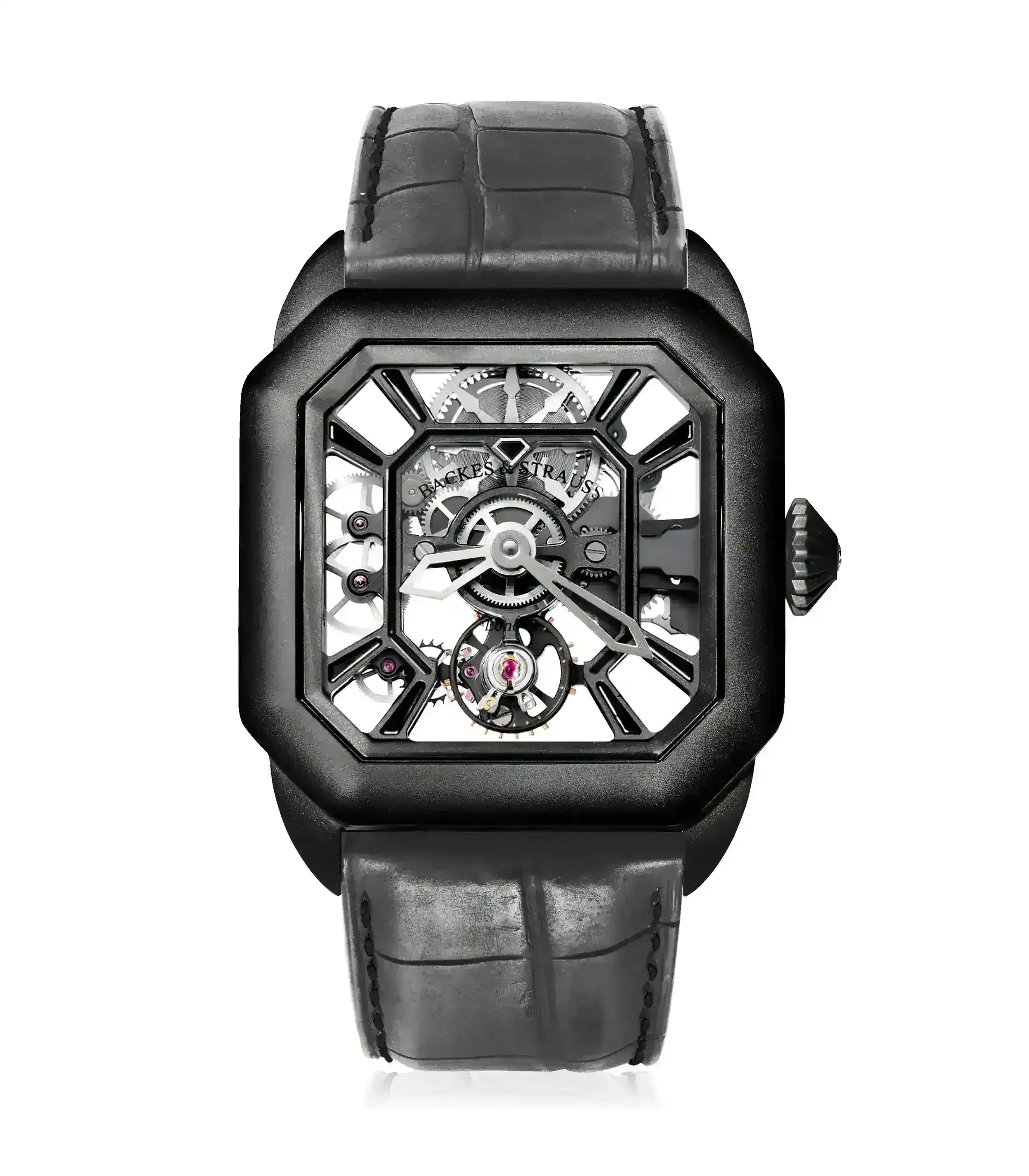 Backes & Strauss Helios Black — Grey Strap with Black Stitches