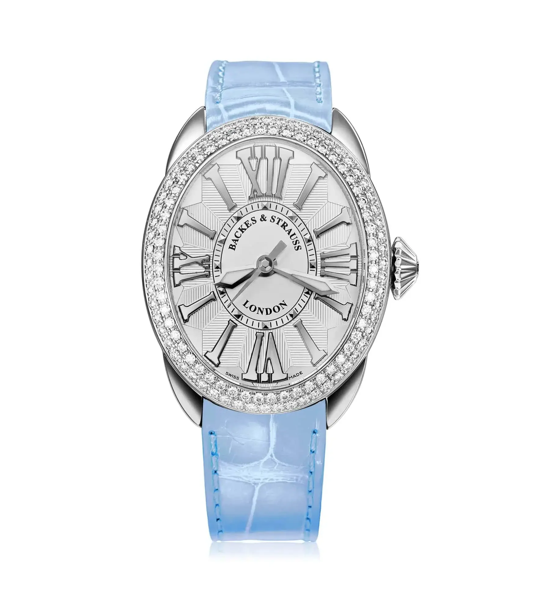 Regent 3643 everyday luxury watch for women with white dial, diamond crown, and signature stamping design.webp
